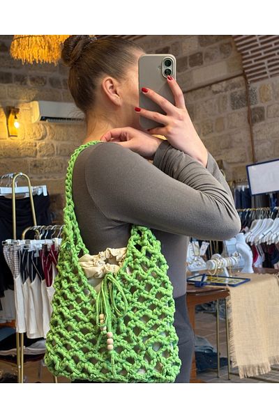 Nora Hand Knitted Bagged Mesh Combed Cotton Rope Shoulder Bag