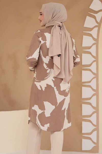 Neva Style منقوشة المنك الحجاب فسكوزي تونك 11728V