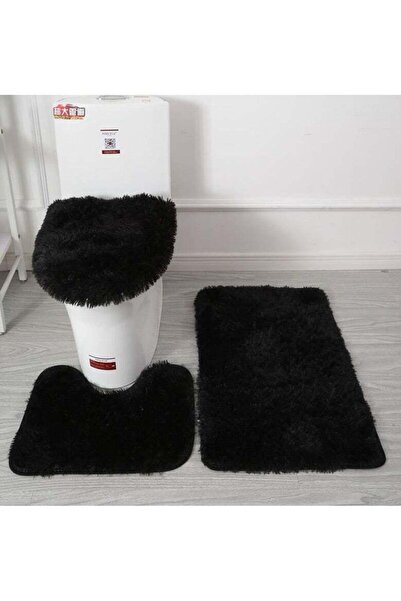 Comfy مجموعة حمامات جديدة، طقم من 3 قطع، سجادة سوداء