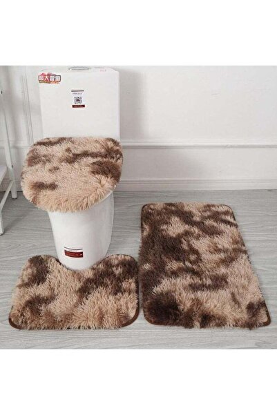 Comfy مجموعة حمامات جديدة، طقم من 3 قطع، سجادة ناعمة باللون البني