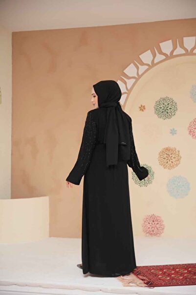 Neva Style Beaded Black Black Hijab Abaya 29111Ss