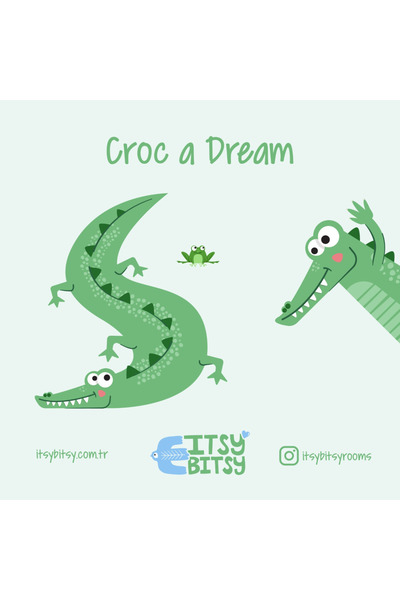itsybitsy Yuvarlak Desenli Çocuk Ve Bebek Odası Aplik Başlığı - Croc A Dream