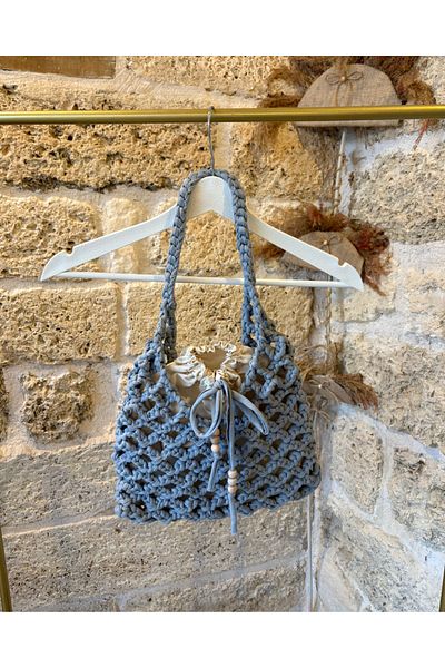Nora Hand Knitted Bagged Mesh Combed Cotton Rope Shoulder Bag