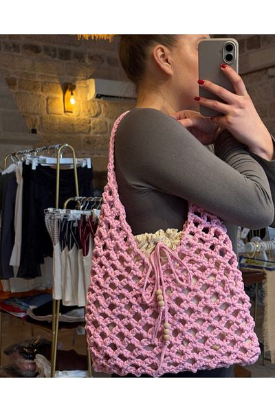 Nora Hand Knitted Bagged Mesh Combed Cotton Rope Shoulder Bag
