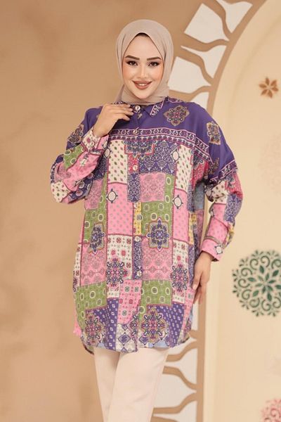Neva Style Dark Lilac Hijab Tunic 20412Klila