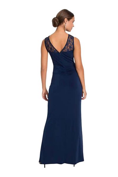 MAMAYAGA Women's Cycling Lace Collar Back Gathered Maxi Length Stylish Evening Dress Evening Dress