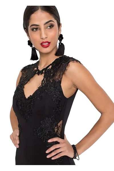 MAMAYAGA Women's Window Laced Collar Asymmetrical Hem Fish Model Moon Sleeve Stylish Evening Dress Curve Plus Size Night Dress