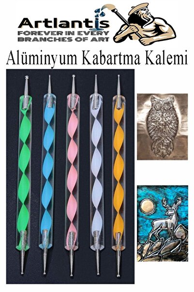 Artlantis Alüminyum Kabartma Kalemi 5 li 1 Paket Aliminyum Folyo Kabartma Çif...
