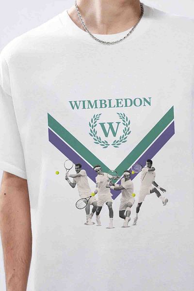 Tee&more. Μπλουζάκι Wimbledon Legendary Ανδρικά Τενίστες με στάμπα Premium Unisex Oversize