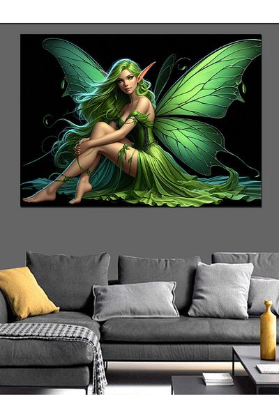 Tablomega Διακοσμητικός καμβάς Green Fairy Woman Figure - Ξύλινος πίνακας MDF