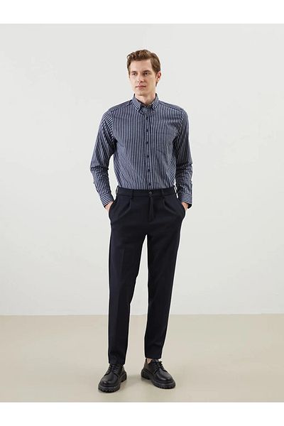 LC Waikiki LCWAIKIKI Класическа мъжка риза на райе с дълъг ръкав и стандартна кройка