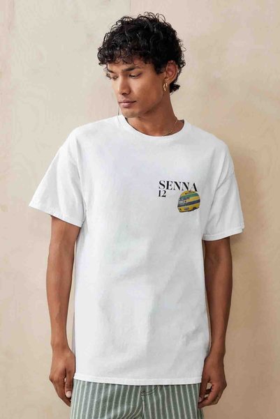 Tee&more. Unisex Oversize Formula 1 Ayrton Senna Back and Front Printed Premium T-Shirt