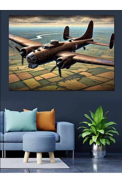 Tablomega Pânză decorativă cu design de avion de luptă vechi - pictură din lemn MDF