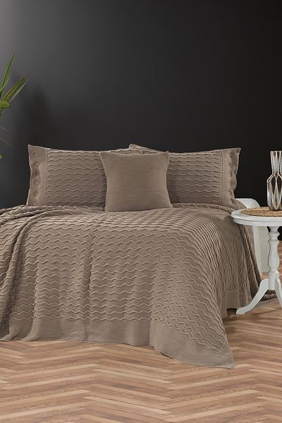 coton doux Комплект спално бельо с плетена лалета 240 x 260 (бисквити)