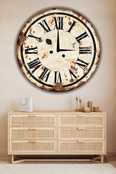 Nod Büyük Boy Ahşap Dekoratif Duvar Saati Ev Salon için Yuvarlak Modern Sessi...