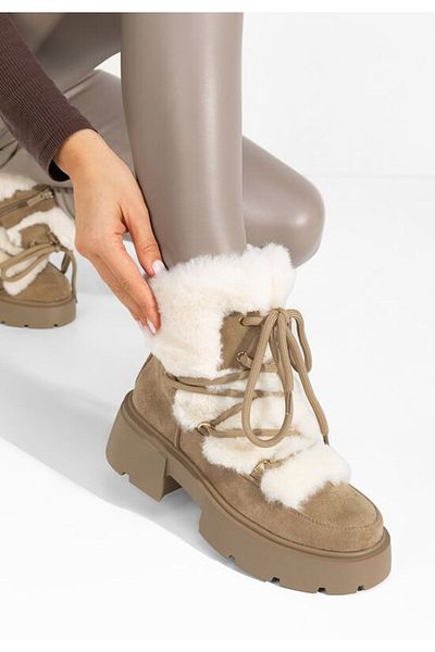 B T Shoes Ghete imblanite dama Aslyn kaki