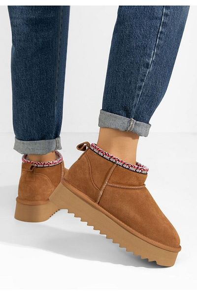 B T Shoes Cizme tip ugg cu platformă Andree camel