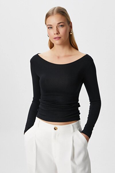 Ritnice Μαύρο μαλακό τοπ / μπλούζα με μακρύ μανίκι Kayak Yaka Need