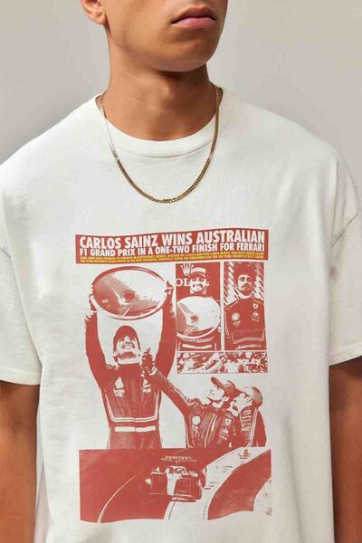 Tee&more. تي شيرت كارلوس ساينز مطبوع للجنسين مقاس كبير Y2K بريميوم