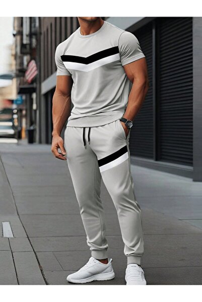 LUNAVISTA Men's Short Sleeve Round Neck Contrast Striped Printed T-Shirt and ...