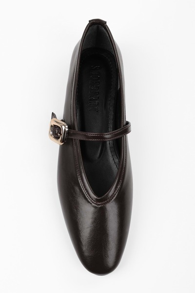 Shoeberry Women's Lorien Brown Skin Ballerinas