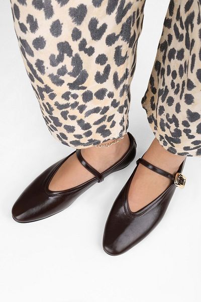 Shoeberry Women's Lorien Brown Skin Ballerinas