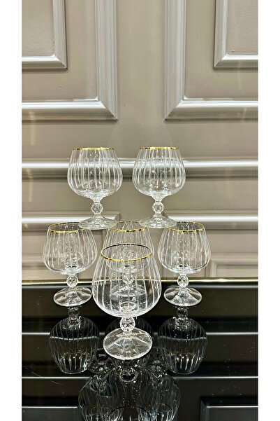 Bohemia Kristal Çubuk 250 ml Ayaklı Gold Kahve Yanı Su Bardağı