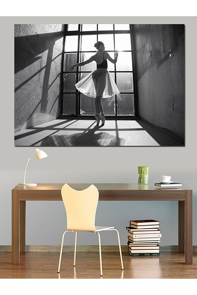 Tablomega Διακοσμητικός καμβάς Black White Ballet Dancer - Ξύλινος πίνακας MDF