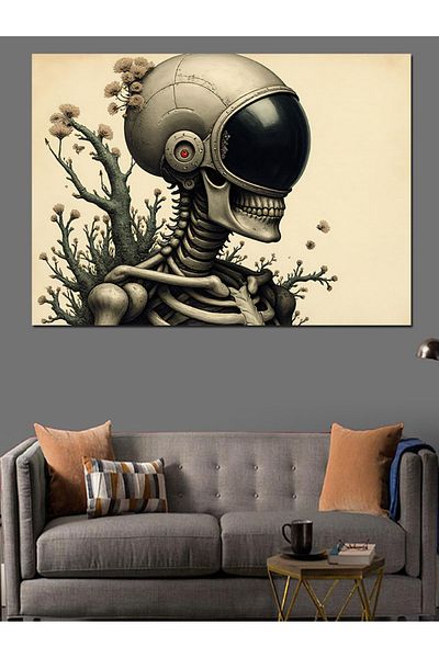 Tablomega Pânză decorativă futuristă cu schelet astronaut - pictură din lemn MDF