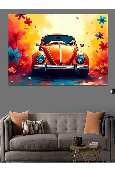 Tablomega Pânză decorativă cu design retro Vosvos colorat - MDF Lemn