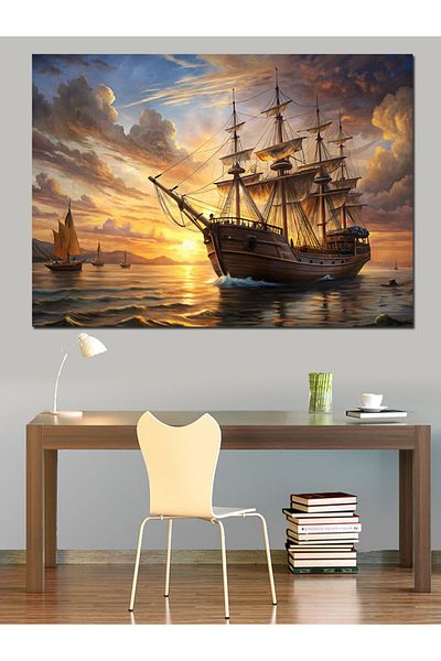 Tablomega Pânză decorativă pentru navă cu vele - Lemn MDF