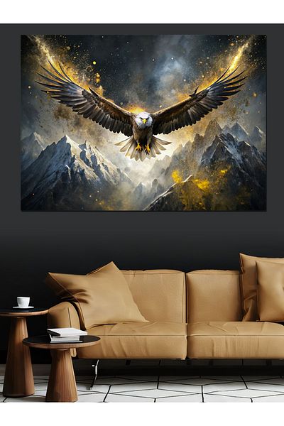 Tablomega Pânză decorativă Flying Eagle And Mountains - MDF Lemn