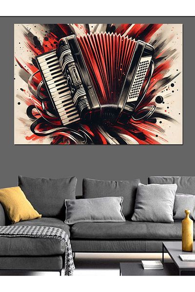Tablomega Pânză Decorativă Acordeon Roșu - Lemn MDF