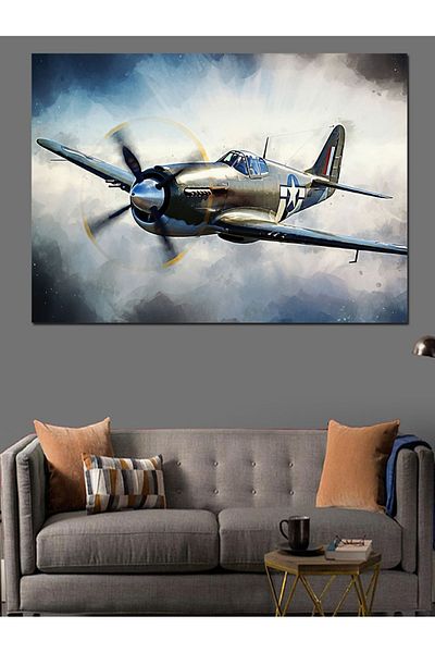 Tablomega Canvas Decorativ Avion de Luptă - Lemn MDF