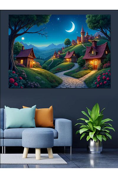 Tablomega Casa de basme de noapte Pânză decorativă - Lemn MDF