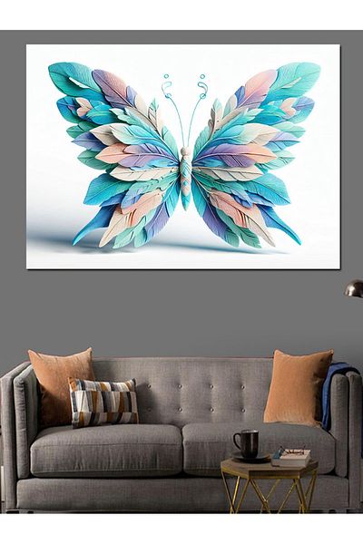 Tablomega Pânză decorativă Fluture Colorat - Lemn MDF