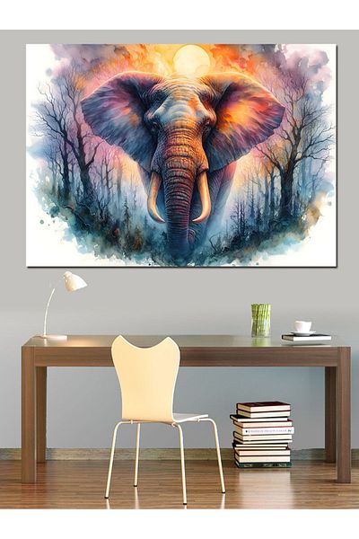 Tablomega Pictură Decorativă Elefant Colorat - Pictură Lemn MDF