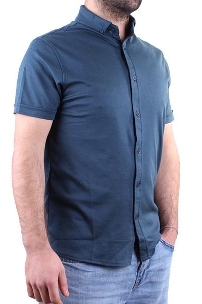 Twister Jeans Мъжка ежедневна памучна риза с къс ръкав Twister 1853 Petrol