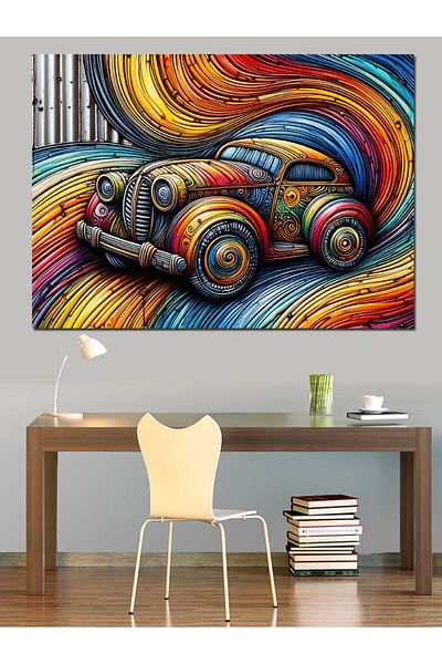 Tablomega Pânză Decorativă Retro Cars - Lemn MDF