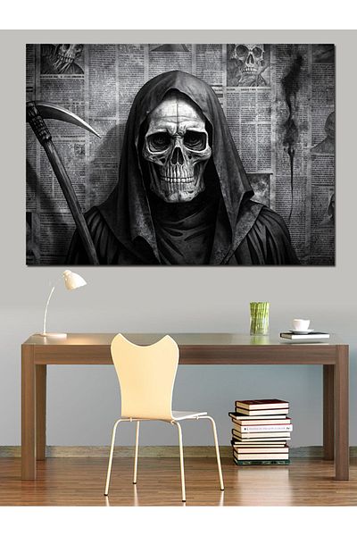 Tablomega Pânză decorativă cu schelet înfricoșător Grim Reaper - Lemn MDF