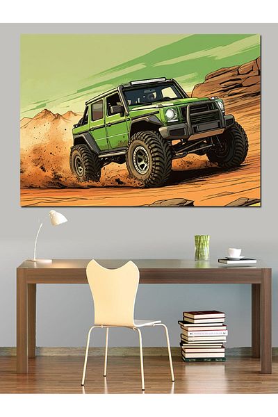 Tablomega Pânză decorativă Jeep Desert Off-Road - Lemn MDF
