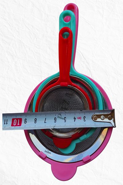 Kent Pazarı Stainless Steel 3-Piece Strainer Set (6Cm-8Cm-10Cm) Milk and Tea Strainer