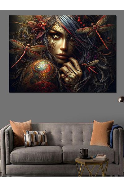 Tablomega Pânză decorativă pentru femei cu tatuaj - Lemn MDF