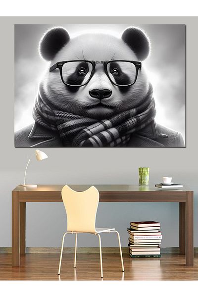 Tablomega Panda cu ochelari Canvas Decorativ - Lemn MDF