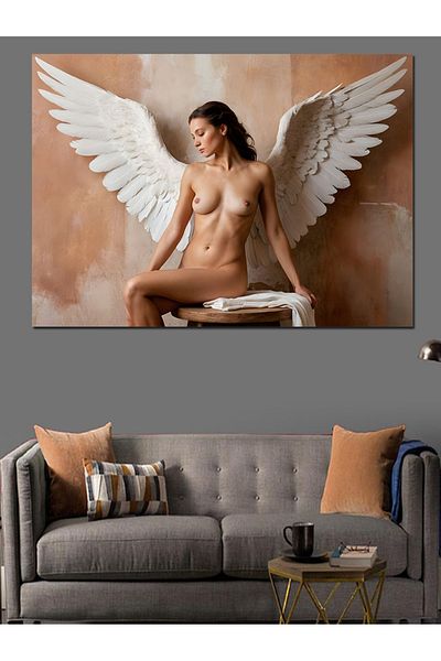 Tablomega Canvas Decorativ pentru Femei Nud cu Aripi - MDF Lemn