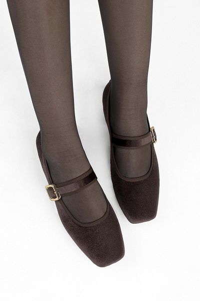 Shoeberry Women's Bobbi Brown Velvet Blunt Toe Ballerinas