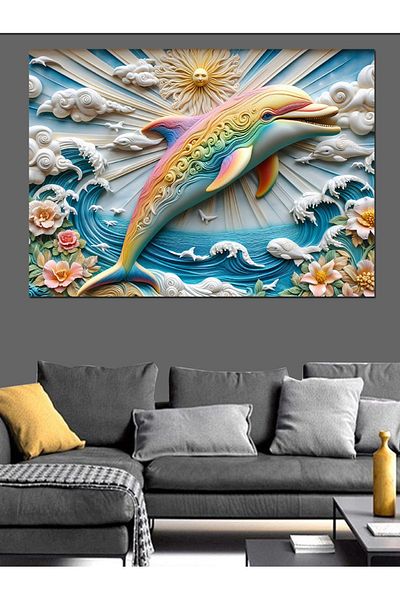 Tablomega Pânză decorativă Rising Dolphin - Lemn MDF