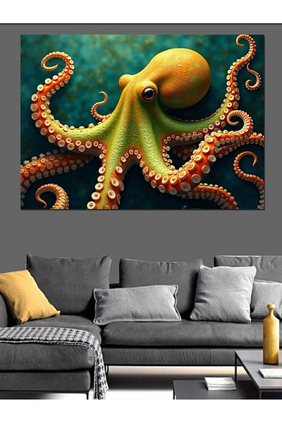Tablomega Ilustrație detaliată de caracatiță Pânză decorativă - Lemn MDF