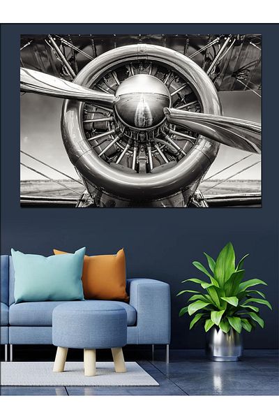 Tablomega Pânză decorativă cu avion retro - Lemn MDF