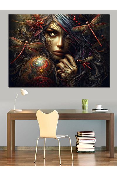 Tablomega Pânză decorativă pentru femei cu tatuaj - Lemn MDF